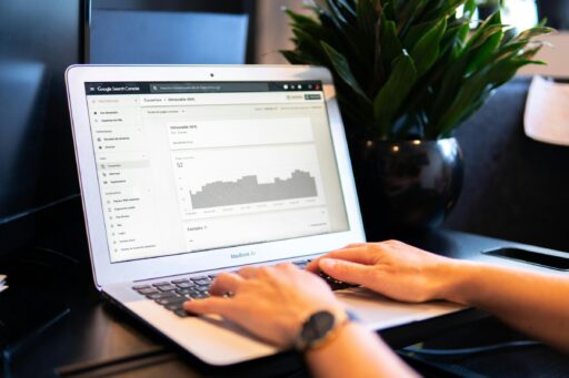 A business professional analyzing lead data to identify high-quality leads.