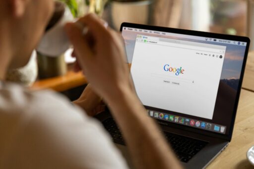 Image of a client using Google to find the top ranking results.