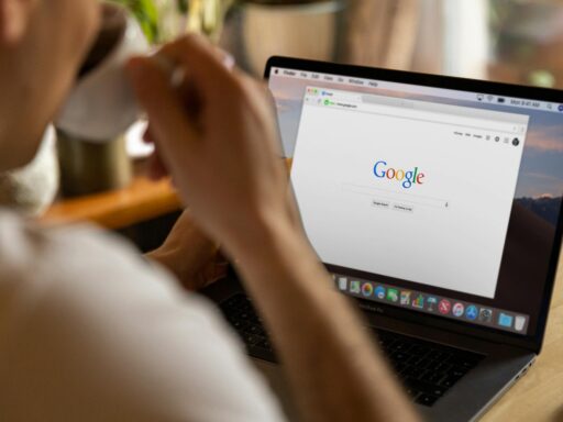 Image of a client using Google to find the top ranking results.