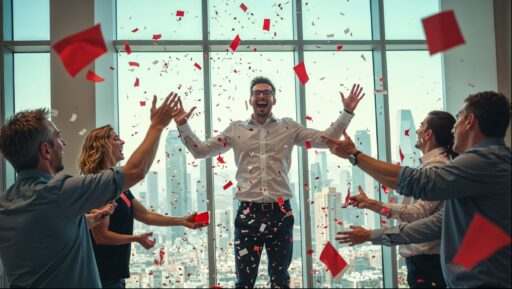Image showing a business celebrating success from closing a quality lead.