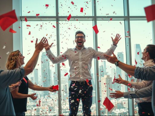 Image showing a business celebrating success from closing a quality lead.